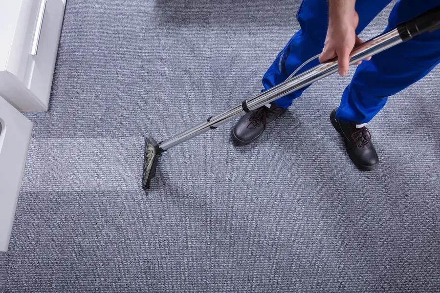 Extraction wand pulling water out of wet carpet during a Zephyrhills water removal